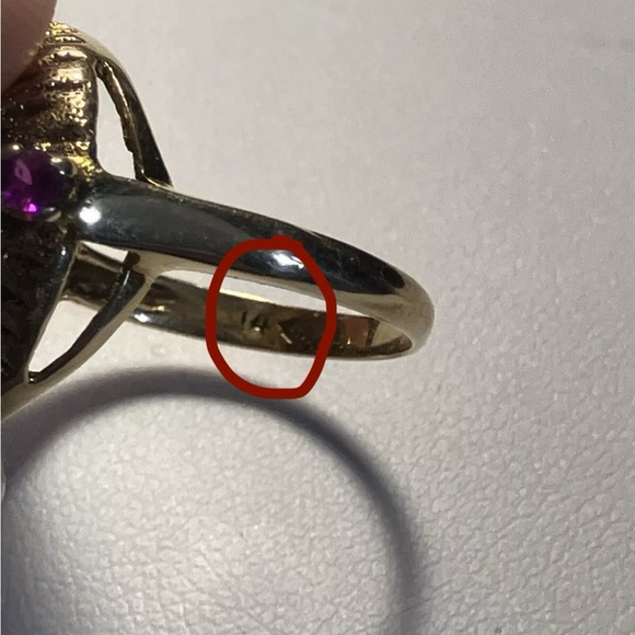 ANTIQUE 14K YELLOW GOLD RING with NATURAL RUBIES,ART DECO, 1930's - Picture 4 of 8